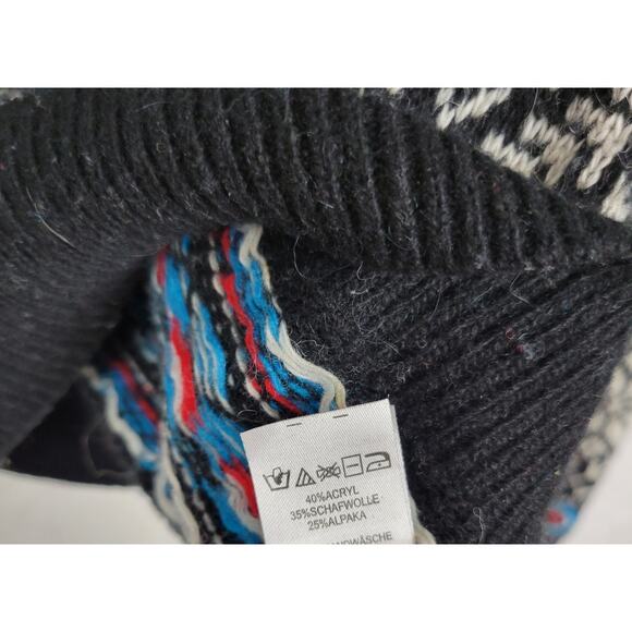 Telluride Sweater Girls XL Black White Lambswool Fair Isle Snowflake 1/4 Zip - Picture 5 of 6